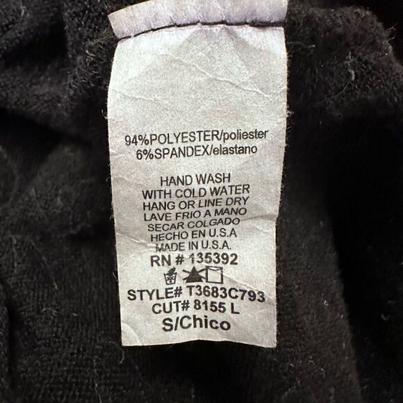 S-Twelve Long Sleeve Stretch Cold Shoulder Blouse Black Size Small - Picture 4 of 4